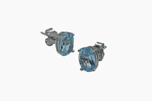 Divya दिव्या | Blauer Topas | Ohrstecker | Silber | Rhodiniert